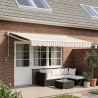 Auvent rétractable Gris clair et blanc 4,5 × 3 m 616017616017