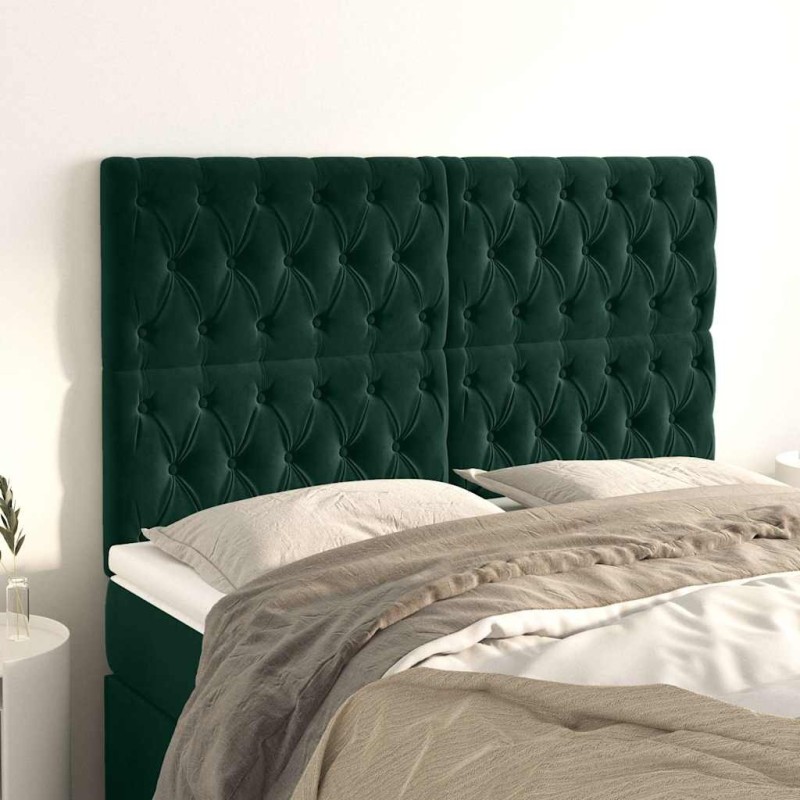 Tête de lit Vert foncé 160x7x118/128 cm Velours 616019616019