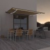 Auvent manuel rétractable avec LED 500x350 cm Jaune et blanc 616023616023