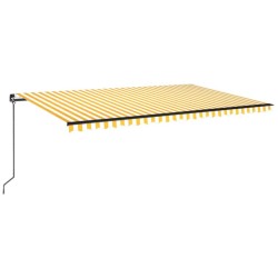 Auvent manuel rétractable avec LED 500x350 cm Jaune et blanc 616023616023