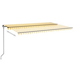 Auvent manuel rétractable avec LED 500x350 cm Jaune et blanc 616023616023