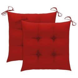Chaises de jardin lot de 2 et coussins rouge Bois teck massif 616024616024