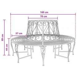 Banc d'Arbre 8-Nombre de places Ø 160 x 89 cm Acier 616025616025