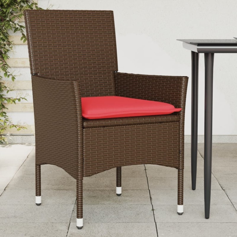 Chaises de jardin avec coussins lot de 2 marron résine tressée 616026616026