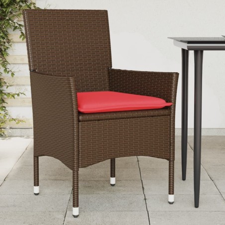 Chaises de jardin avec coussins lot de 2 marron résine tressée 616026616026