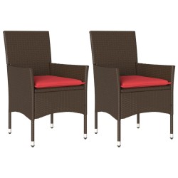 Chaises de jardin avec coussins lot de 2 marron résine tressée 616026616026