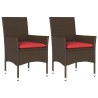 Chaises de jardin avec coussins lot de 2 marron résine tressée 616026616026