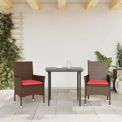 Chaises de jardin avec coussins lot de 2 marron résine tressée 616026616026