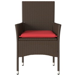 Chaises de jardin avec coussins lot de 2 marron résine tressée 616026616026