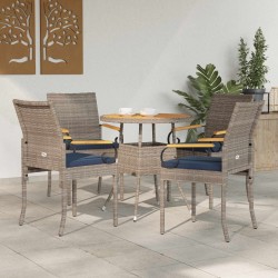 Chaises de jardin avec coussin 4 pcs Gris et bleu marine 616027616027