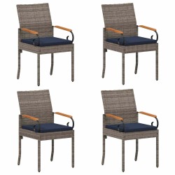 Chaises de jardin avec coussin 4 pcs Gris et bleu marine 616027616027