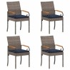 Chaises de jardin avec coussin 4 pcs Gris et bleu marine 616027616027