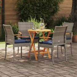 Chaises de jardin avec coussin 4 pcs Gris et bleu marine 616027616027