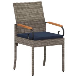 Chaises de jardin avec coussin 4 pcs Gris et bleu marine 616027616027
