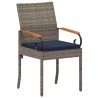 Chaises de jardin avec coussin 4 pcs Gris et bleu marine 616027616027