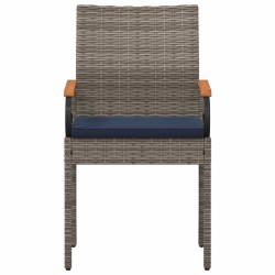 Chaises de jardin avec coussin 4 pcs Gris et bleu marine 616027616027