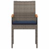 Chaises de jardin avec coussin 4 pcs Gris et bleu marine 616027616027