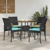 Chaises de jardin 4 pcs Noir et turquoise Poly Rattan et Acacia 616028616028