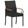 Chaises de jardin 4 pcs Noir et turquoise Poly Rattan et Acacia 616028616028