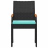 Chaises de jardin 4 pcs Noir et turquoise Poly Rattan et Acacia 616028616028