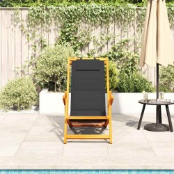 Chaise pliante avec accoudoirs en bois d'acacia noir et textilène 616033616033