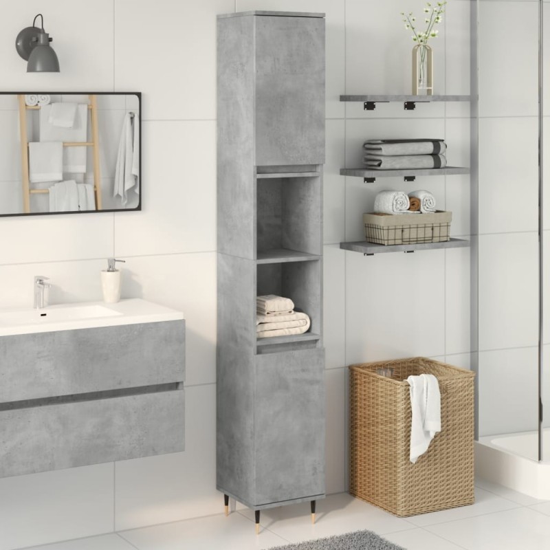 Armoire de salle de bain gris béton 30x30x190 cm 616035616035