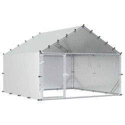 Poulailler avec toit Argenté 200 x 200 x 150 cm Acier galvanisé 616047616047