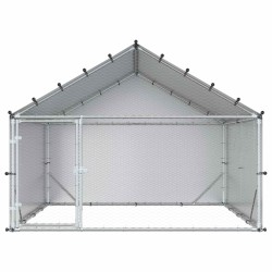 Poulailler avec toit Argenté 200 x 200 x 150 cm Acier galvanisé 616047616047