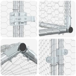 Poulailler avec toit Argenté 200 x 200 x 150 cm Acier galvanisé 616047616047