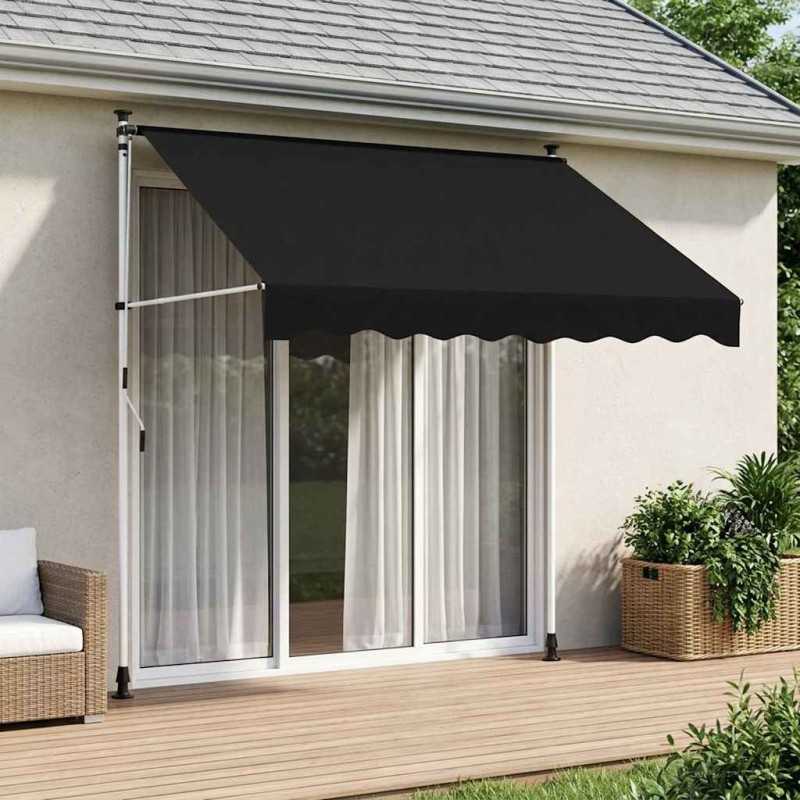 Auvent rétractable manuel Noir 350 cm 616049616049