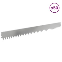 Bordure de Pelouse 50 pcs 103 x 10 cm Acier Argenté 616051616051