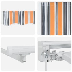 Auvent rétractable manuel Orange, Gris, Bleu, Blanc 4,5 × 3,5 m 616052616052
