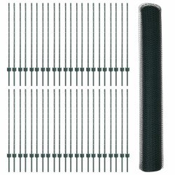 Clôture hexagonale avec poteau 100 x 1,2 m Vert Maille 616053616053