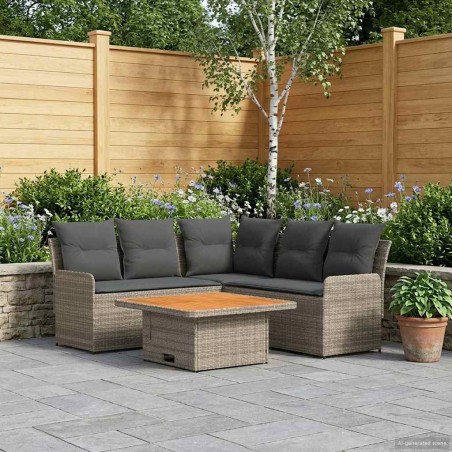 Ensembles de meubles 4 pcs Gris et Gris foncé Rotin PE 616054616054