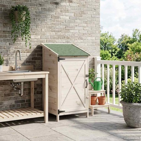 Abri de jardin Blanc 59,5 x 56 x 113,5 cm Bois de Sapin Massif 616057616057