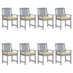 Chaises de jardin et coussins lot de 8 Bois acacia solide Gris 616079616079