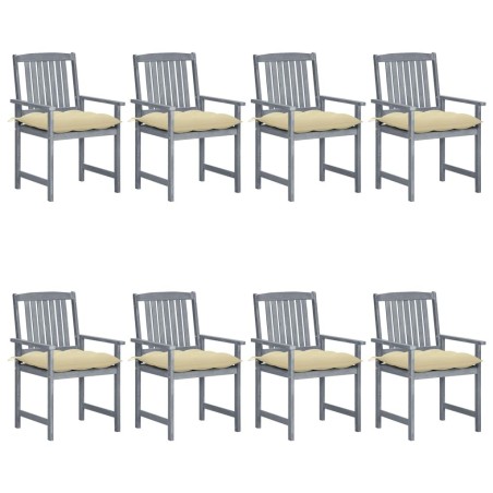 Chaises de jardin et coussins lot de 8 Bois acacia solide Gris 616079616079