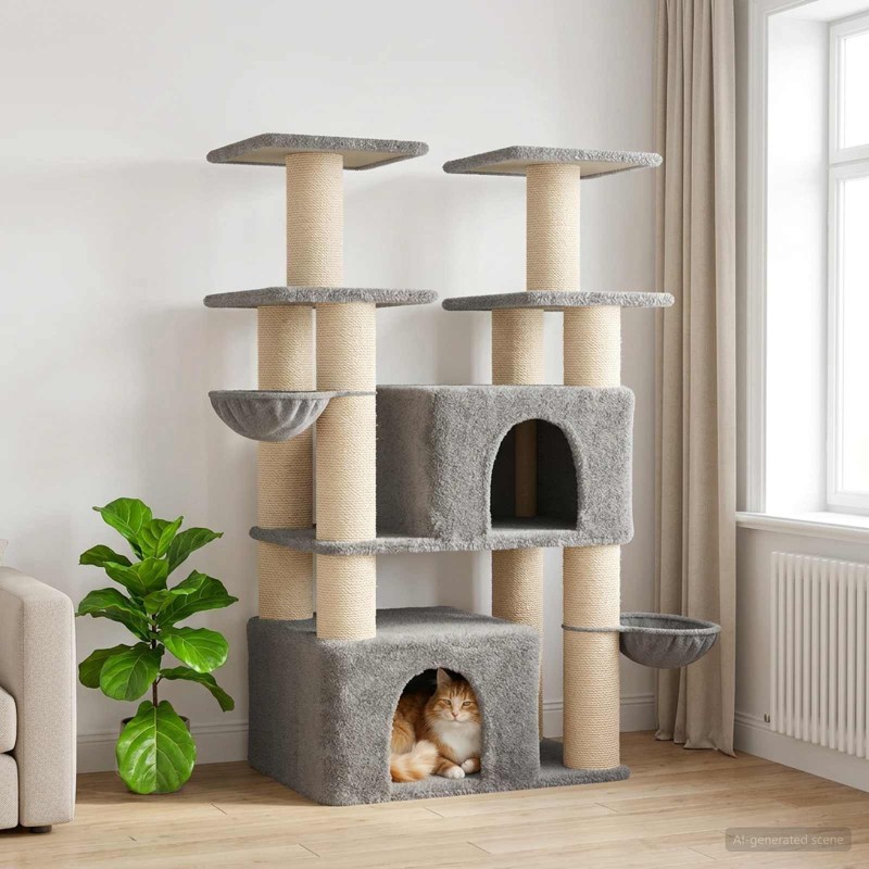 Arbre à chat avec poteaux à griffer en sisal 2 pc Gris clair 616082616082