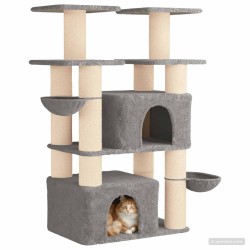 Arbre à chat avec poteaux à griffer en sisal 2 pc Gris clair 616082616082