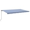 Auvent manuel rétractable avec LED 500x350 cm Bleu et blanc 616110616110