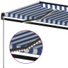 Auvent manuel rétractable avec LED 500x350 cm Bleu et blanc 616110616110