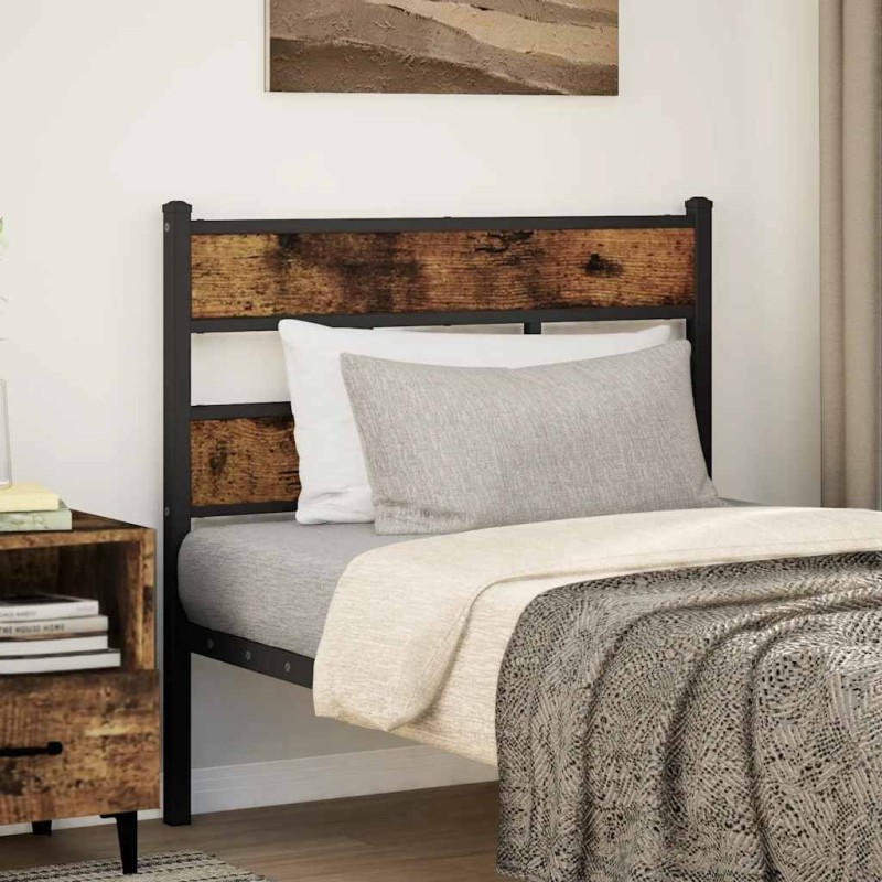 Tête de lit de remplacement chêne fumé 80 cm fer et bois d'ingénierie 616124616124