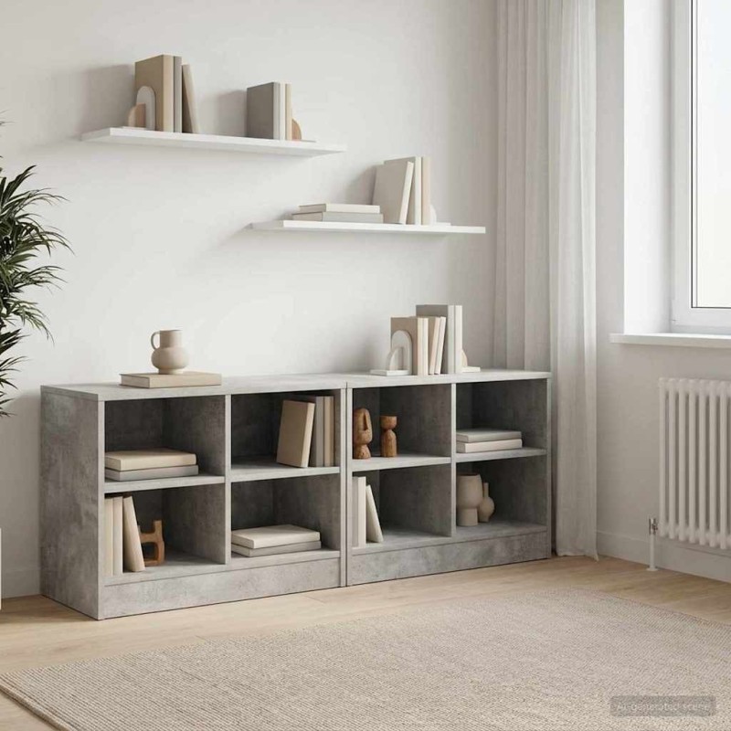Armoire de lit avec étagère 2 pcs Gris béton 66 x 33 x 48 cm 616125616125