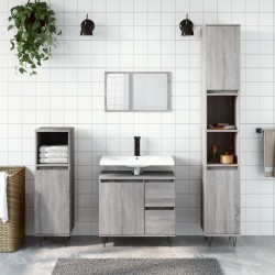 Armoire de bain sonoma gris 30x30x190 cm bois d'ingénierie 616136616136