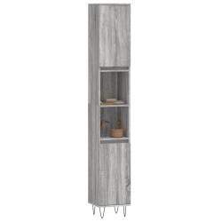 Armoire de bain sonoma gris 30x30x190 cm bois d'ingénierie 616136616136