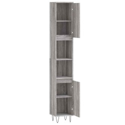 Armoire de bain sonoma gris 30x30x190 cm bois d'ingénierie 616136616136