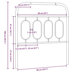 Tête de lit de remplacement métal blanc 90 cm 616165616165