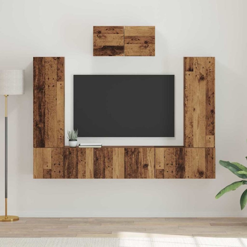 Ensemble meuble TV 7 pcs Bois Ancien Bois d'ingénierie 616172616172