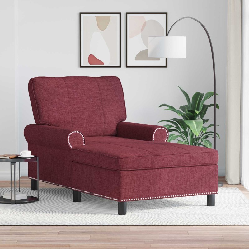 Chaise longue avec coussin Bordeaux 91 x 157 x 91 cm tissu 616175616175