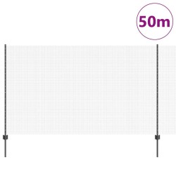 Clôture en fil soudé avec poteaux 50 x 1,4 m Gris Maille 616182616182